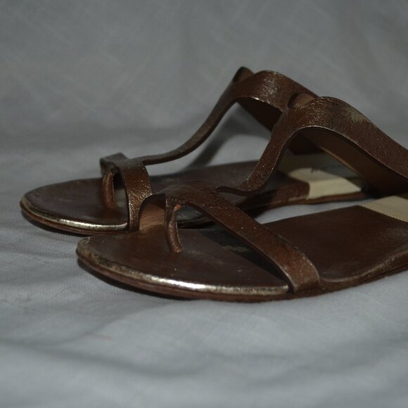 Sz 36.5 6 Marsell Gold Weathered Leather Sandals - Picture 3 of 7